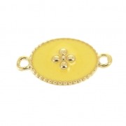 Intercalaire 15x8.5 mm motif croix et résine époxy - Doré à l'or fin - Jaune x1|raw }}