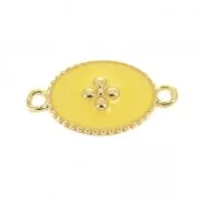 Intercalaire 15x8.5 mm motif croix et résine époxy - Doré à l'or fin - Jaune x1