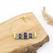 Perles Tubes Régalite teintées 13x4.5 mm Bleu Dur x5