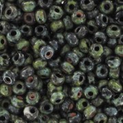 Perles rocailles Preciosa  9/0 2.5 mm - Jet Travertin x20g