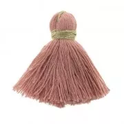 Gros pompons imitation coton 40 mm Rose antique / Doré x5