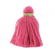 Gros pompons imitation coton 40 mm Fuchsia / Doré x5|raw }}