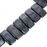 Perles en verre tchèque Carrier Bead 2 trous 11 x 22 mm Jet Hematite x 6