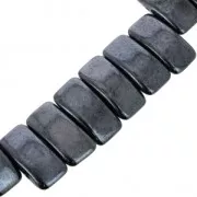 Perles en verre tchèque Carrier Bead 2 trous 11 x 22 mm Jet Hematite x 6
