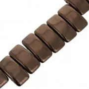 Perles en verre tchèque Carrier Bead 2 trous 11 x 22 mm Dark Bronze x 6