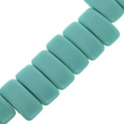 Perles en verre tchèque Carrier Bead 2 trous 11 x 22 mm Green Turquoise Mat x 6