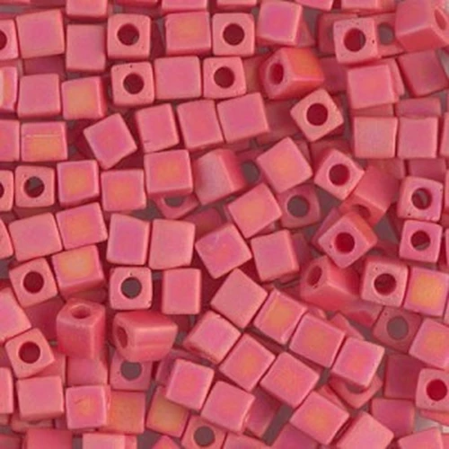 Cubes Miyuki 4 mm SB4-407FR - Mat Opaque Vermillion Red AB x10g