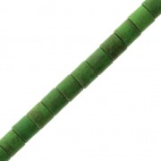 Perles tubes 4x4 mm imitation Howlite teintées - Vert x38cm