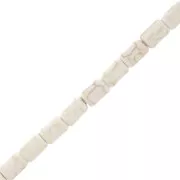 Perles tubes 6x4 mm imitation Howlite teintées - Ecru x38cm