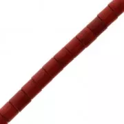 Perles tubes 4x4 mm imitation Howlite teintées - Rouge x38cm