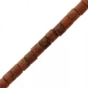 Perles tubes 4x4 mm imitation Howlite teintées - Marron x38cm