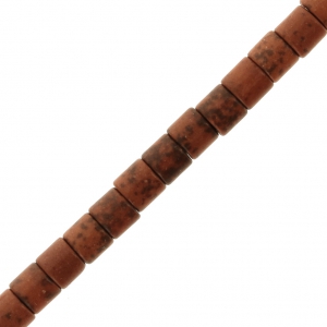 Perles tubes 4x4 mm imitation Howlite teintées - Marron x38cm