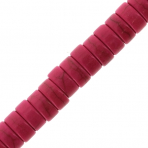 Perles rondelles Heishi 6x3 mm imitation Howlite teintées - Fuchsia x38cm