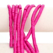 Perles rondelles Heishi 6x3 mm imitation Howlite teintées - Fuchsia x38cm