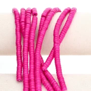 Perles rondelles Heishi 6x3 mm imitation Howlite teintées - Fuchsia x38cm