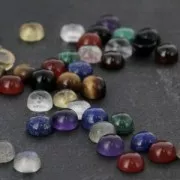 Cabochons ronds 3 mm à coller ou à sertir Blue Lace Agate x5