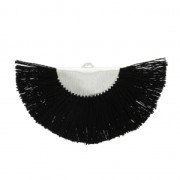 Pendentif éventail demi-lune franges pompons 25x47 mm Noir/argentéx1