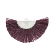 Pendentif éventail demi-lune franges pompons 25x47 mm Mauve/argentéx1|raw }}