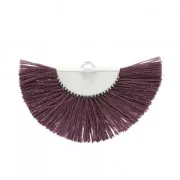 Pendentif éventail demi-lune franges pompons 25x47 mm Mauve/argentéx1