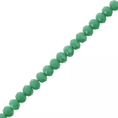 Perles rondes aplaties facettées 3.5x3 mm - Medium Green Opaque x35cm