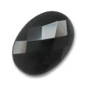 Cabochon ovale Facetté 18x13 mm - Agate noire x1