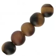Perles rondes en pierre gemme Oeil de Tigre dépoli effet givré 3 mm x 25