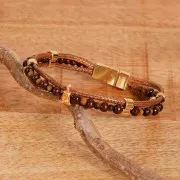 Perles rondes en pierre gemme Oeil de Tigre dépoli effet givré 3 mm x 25