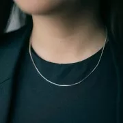 Tour de cou maille serpentine carré 1,40 mm en Argent 925 x 44 cm