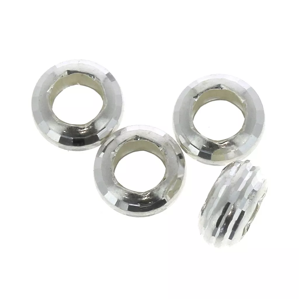 Perles Rondelles Striées En Argent 925 (3mm, Trou 1.2mm) - RDR3 - Pour Création Bijoux