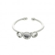 Bague réglable 3 sertis pour cabochons 4 mm et 3 mm en Argent 925 x1|raw }}