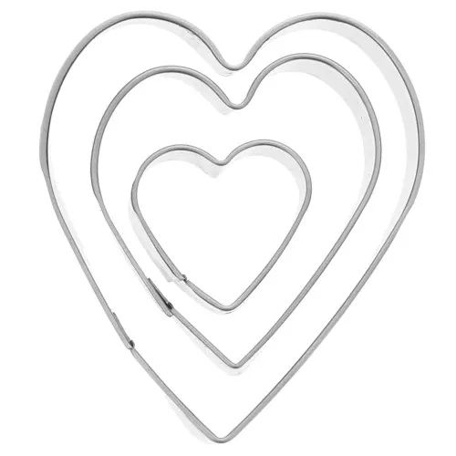 Set d'emporte-pièce en métal forme coeur x3