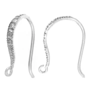 Crochets d'oreilles strassés 18.5 mm en Argent 925 x2