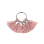 Petit pendentif éventail pompons imitation coton 20x29 mm Rose Antique/argentéx1|raw }}