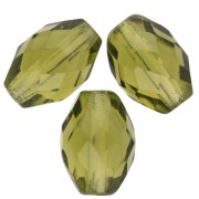 Perles olives facettées 11x8 mm - Olivine x20