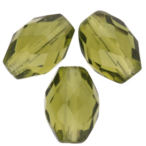 Perles olives facettées 11x8 mm - Olivine x20