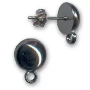Clous d'oreilles demi-boule 10 mm black nickel x2