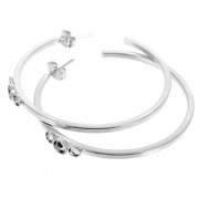 Créoles fil carré à décorer pour cabochons 3 et 4 mm - 48 mm argenté x2|raw }}