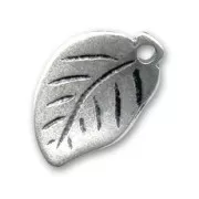 Breloques feuilles 16 mm argenté vieilli x6