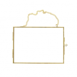 cadre photo rectangle a suspendre herbier mural en verre et metal 180x130x7mm x1 perles co
