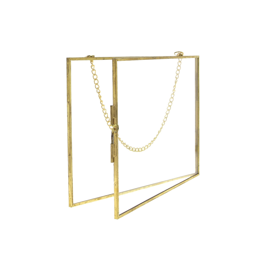 cadre photo rectangle a suspendre herbier mural en verre et metal 180x130x7mm x1 perles co