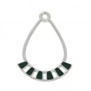 Pendentifs gouttes en métal et résine époxy 30x21 mm Argenté - Vert Sapin x2