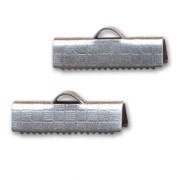 Embouts à serrer décorés 20 mm Placage Argent fin vieilli x2|raw }}