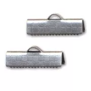 Embouts à serrer décorés 20 mm Placage Argent fin vieilli x2