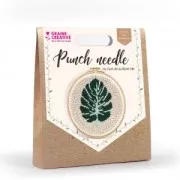 Kit de broderie Punch needle modèle Feuille de philodendron 20 cm pour la déco DIY