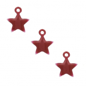 Breloque étoile en métal et résine époxy 7 mm - Rouge foncé x6