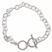 Bracelet maille Forçat ronde fermoir T 18 cm en Argent 925 x1