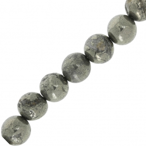 Perles rondes 8 mm en pierre gemme Pyrite x10