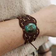 Cabochon ovale - pierre rainurée pour macramé 25x18 mm Labradorite x1