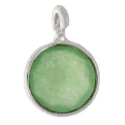 Breloque ronde facettée 7.2 mm en Argent 925 / Jade x1