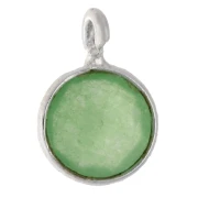 Breloque ronde facettée 7.2 mm en Argent 925 / Jade x1